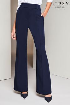 Lipsy Navy Blue Wide Leg Woven Smart Trousers (Q42775) | AED176
