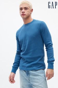 Blau - Gap Langärmeliges Shirt mit Rundhalsausschnitt und Waffelmuster (Q43101) | 31 €