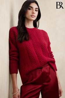 Czerwony - Banana Republic sweter Nadia ze splotem warkoczowym (Q43156) | 1,010 zł