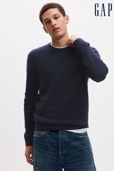 Modra - Gap teksturiran pulover z dolgimi rokavi in okroglim ovratnikom (Q43163) | €40