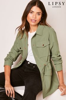 Lipsy Khaki Green Utility Belted Jacket (Q43167) | Kč1,920