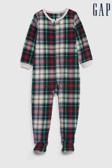 Gap Green, Red & White Check Print Pyjama Footed Toddler Sleepsuit (Q43249) | €13.50