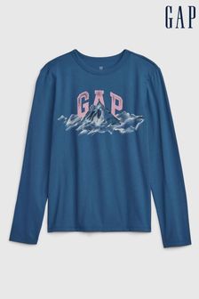 Gap Blue Arch Logo Mountain Crew Neck Long Sleeve T-Shirt (4-13yrs) (Q43257) | LEI 60