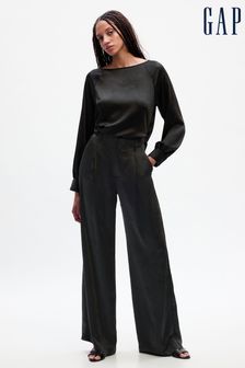 Черный - Gap широкие атласные брюки с завышенной талией (Q43280) | €76