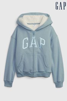 Gap Blue Sherpa Fleece Metallic Logo Hoodie (4-13yrs) (Q43317) | €27
