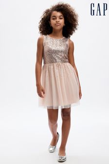 Gap Rose Gold Tulle Sequin Dress (Q43318) | €27