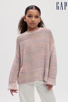 Gap Pink Rainbow Crochet Long Sleeve Jumper (4-13yrs) (Q43352) | €29
