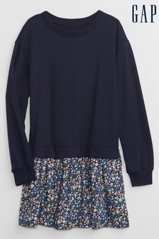 Bleu - Gap Robe sweat-shirt à manches longues à col ras du cou (4-13 ans) (Q43357) | €29