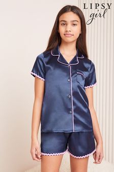 Lipsy Navy Blue Satin Pyjamas (Q43442) | €28 - €39