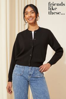 Friends Like These Black Knitted Bomber Cardigan (Q43485) | kr597