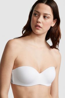 Victoria's Secret PINK Optic White Cotton Logo Strapless Multiway Push Up Bra (Q43513) | €33