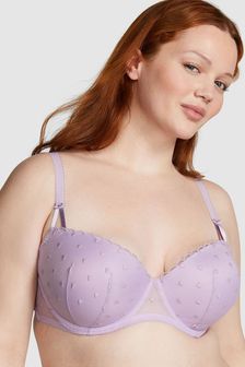 Victoria's Secret PINK Pastel Lilac Purple Heart Embroidery Balcony Lace Bra (Q43523) | kr640