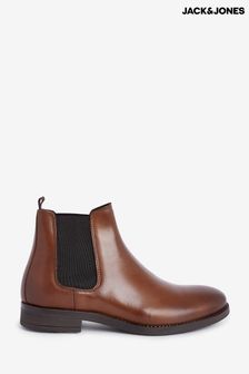 JACK & JONES Brown Leather Chelsea Boot (Q43697) | $153