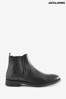 JACK & JONES Black Leather Chelsea Boot (Q43704) | kr1,246