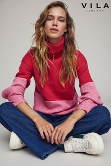 VILA Colourblock High Neck Cosy Jumper