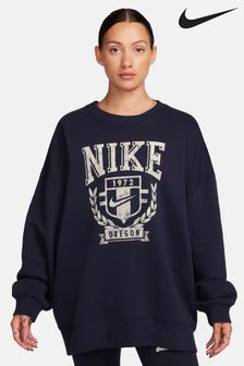 Nike Navy Varsity Oversized Fleece Crew Neck Sweatshirt (Q43805) | €86