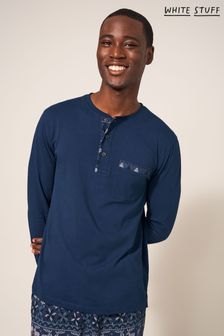 White Stuff Originelles Pyjama-Top mit Elchdesign, Blau (Q44605) | 27 €