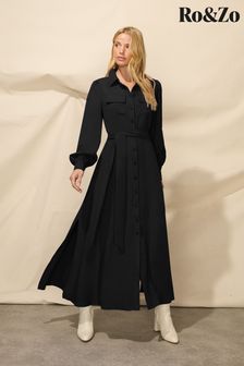 Ro&Zo Pocket Detail Midi Shirt Black Dress (Q44645) | 167 €
