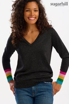 Sugarhill Brighton Marcella V-Neck Black Jumper (Q44655) | Kč2,300