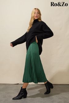 Ro&zo Green Pleated Satin Skirt (Q44657) | 68 €