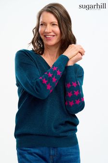 Sugarhill Brighton Blue Marcella V-Neck Jumper (Q44662) | $92