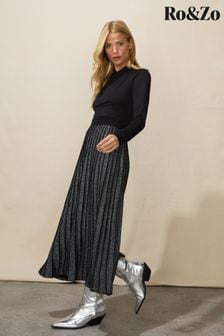 Ro&Zo Black and Silver Knit Pleated Skit (Q44689) | €62