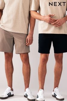 Black/Tan Straight Fit Stretch Chinos Shorts 2 Pack (Q44716) | $50