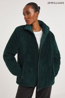 JD Williams Green Reversible Borg Quilted Jacket (Q44725) | LEI 406
