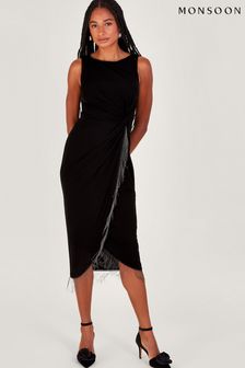 Czarna sukienka Monsoon Fawn z frędzlami (Q44741) | 300 zł