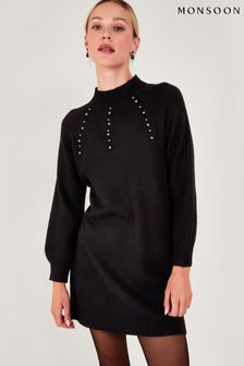 Monsoon Black Pearl Detail Dress (Q44766) | kr1,168