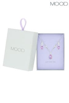 Mood Silver Aurora Borealis Pear Drop Pendant Necklace And Earring Gift Boxed Set (Q44847) | $34