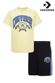 Creme/Schwarz - Converse Club T-Shirt und Shorts Set​​​​​​​ (Q45163) | 55 €
