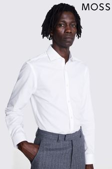 Camisa de corte entallado blanca que no necesita planchado de popelina de Moss (Q45178) | 71 €