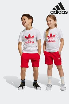 أحمر/أبيض - طقم شورتات وتي شيرت مخصص الألوان من adidas Originals (Q45229) | 166 د.إ