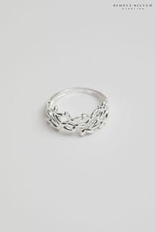 Simply Silver Sterling Silver Tone 925 Polished Leaf Band Ring (Q45232) | 54 €