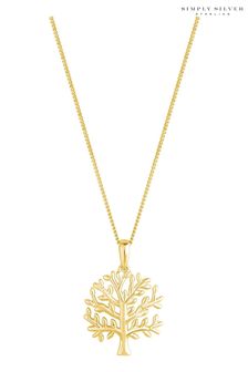 Simply Silver Gold Tone Tree Of Love Pendant Necklace (Q45244) | AED194
