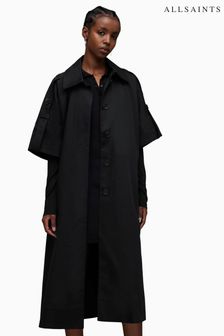 AllSaints Black Tina Trench Coat (Q45327) | OMR155