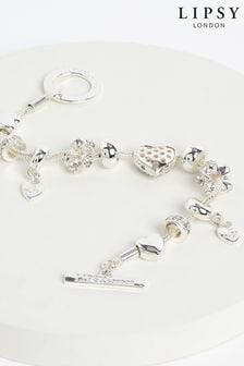 Lipsy Jewellery Silver Pave Crystal Heart Charm Bracelet (Q45379) | SGD 48