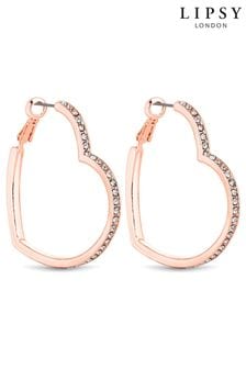 Lipsy Jewellery Gold Tone Crystal Heart Hoop Earrings (Q45380) | kr150
