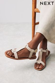 Цвет кости - Кожаные сандалии с Т-образными ремешками Forever Comfort® (Q45428) | €32