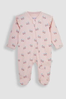 JoJo Maman Bébé Coral Fruit & Daisy Print Zip Cotton Baby Sleepsuit (Q45485) | INR 2,792