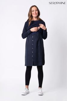 Seraphine Blue Textured Jersey Combo Dress (Q45684) | €91