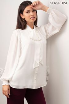Seraphine Sigrid- Tie Front White Blouse