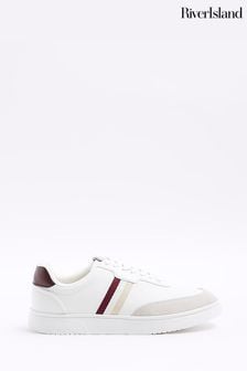 River Island White Leather Webbing Skater Trainers (Q45730) | KRW96,100