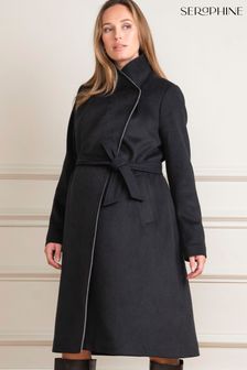 Seraphine SIERRA Wool Black Wrap Coat