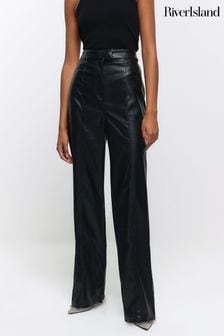 Черный - Прямые брюки с покрытием и завышенной талией River Island (Q45796) | €41