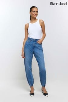 River Island Blue High Rise Jogger Jeans (Q45810) | $65