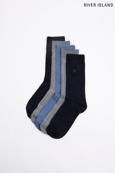 River Island Blue Plated Ankle Socks 5 Packs (Q45812) | €20