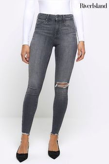 River Island Grey Grey Sculpt Skinny Jeans (Q45831) | $82