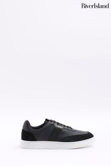 River Island Black Leather Webbing Skater Trainers (Q45849) | €64